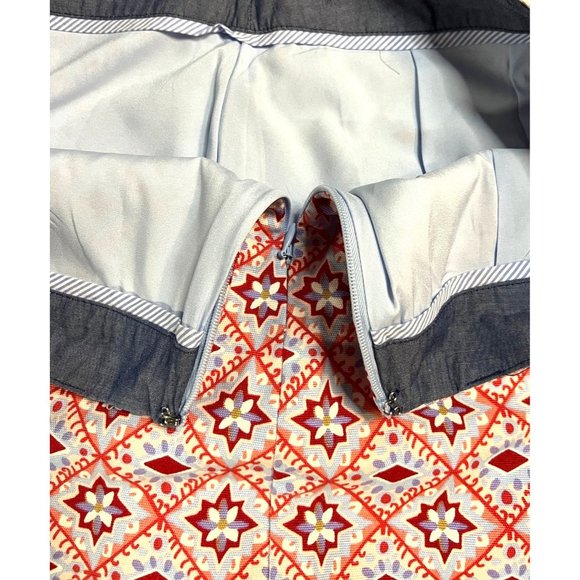 Talbots Knee Length Pattern Fully Lined Skirt Red White Blue Womens Size 4 - Picture 7 of 7